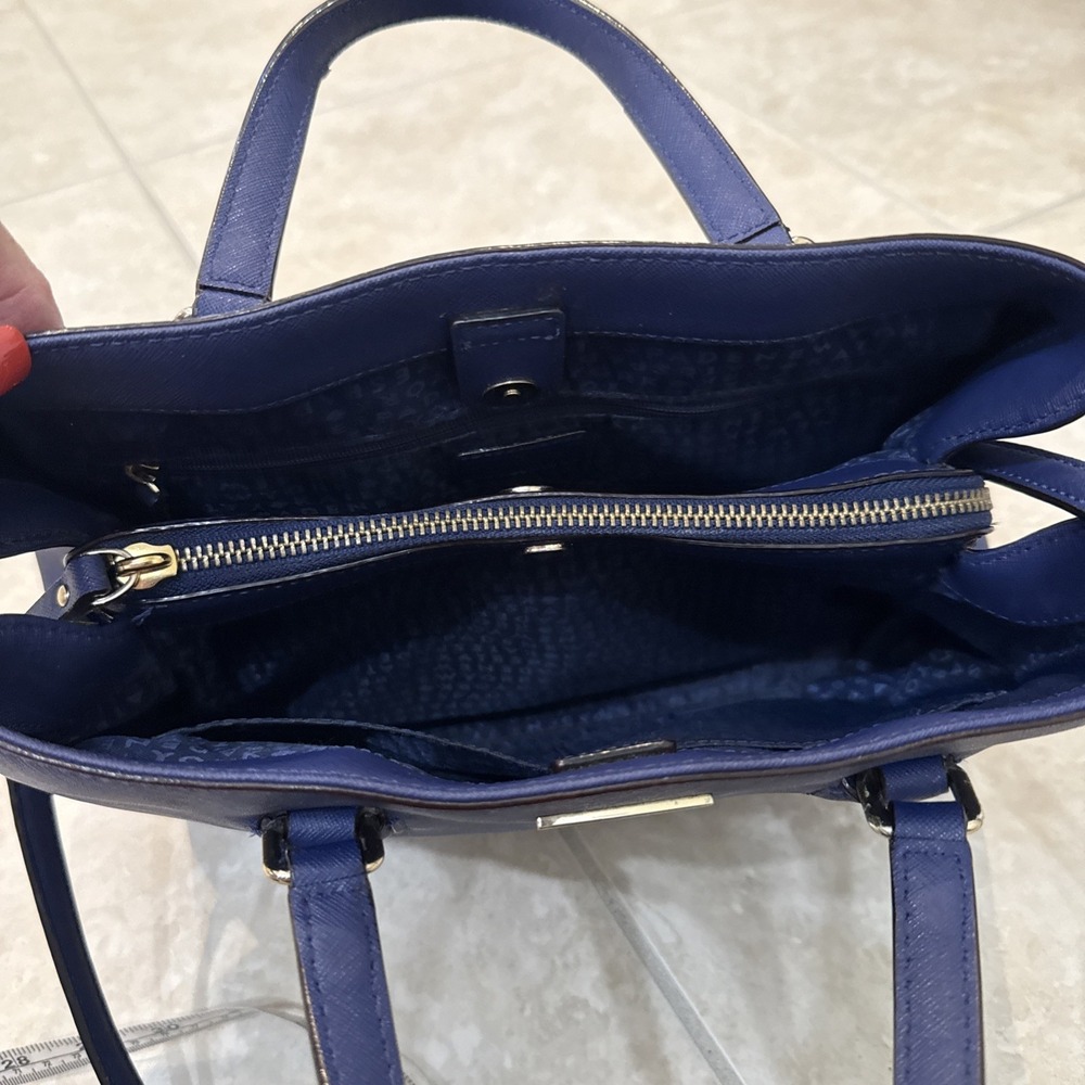 Kate Spade Evangelie Laurel Way Sapphire Blue Saffiano Leather Purse Tote *See - Picture 8 of 16